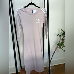 Adidas midi lavender dress with quarter sleeves.